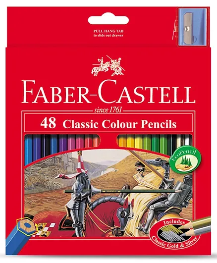 أقلام الرصاص الملونة التقليدية مع مبراة من فابر كاستل - 48 قطعة
