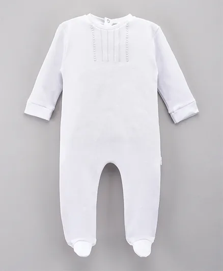 Babybol Baby Full Sleeves Sleepsuit - White