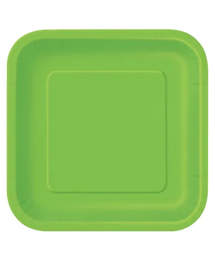 Unique Lime Green Square Plate Pack of 16 - 7 Inches