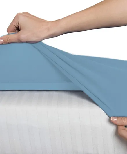 B-Sensible Crib Fitted Sheet & Mattress Protector - Blue