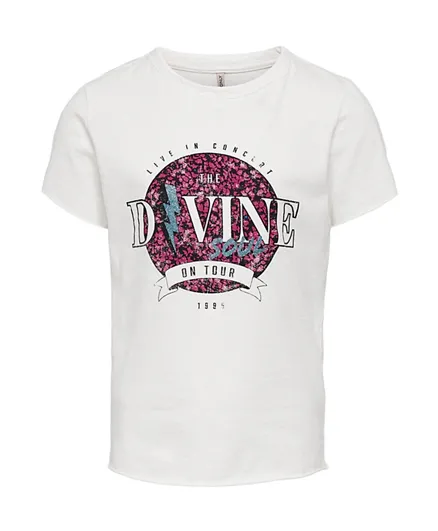 Only Kids Divine Printed T-Shirt - White