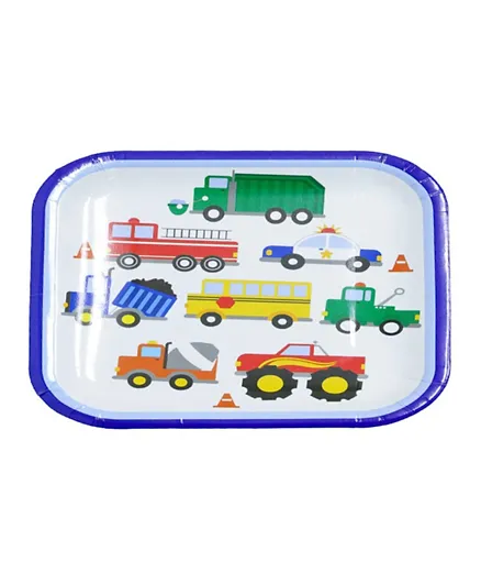Italo Party Disposable Square Plate Set Vehicles - Pack of 6