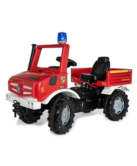 Rolly Toys Ride-On  Mercedes Benz Unimog Pedal Fire Truck With Adjustable Seat - Red