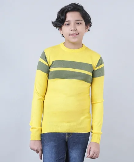 Neon Long Sleeves Casual Wear Sweater - Yellow