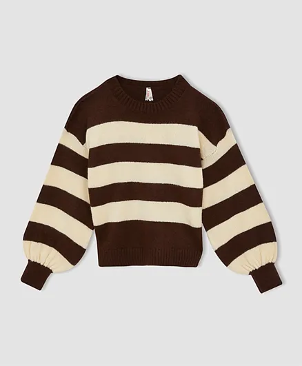 DeFacto Stripe Sweater - Brown