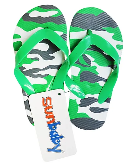 SunBaby Camo Beach Slippers Green Buy 1 Get 1 - Free Size EU 26