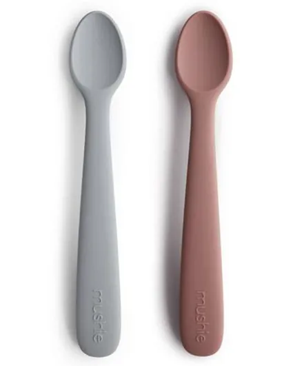 Mushie Silicone Baby Feeding Spoons Assorted Colours - Pack of 2