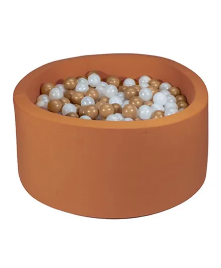 Ezzro Round Ball Pit With 200 Balls - Golden, White & Pearl