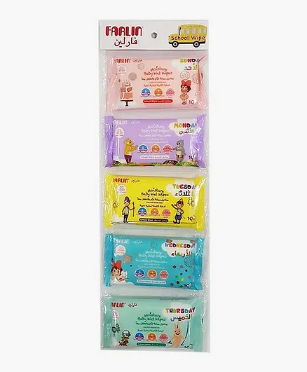 Farlin School Wipes  Pack of 5 - 10 Each