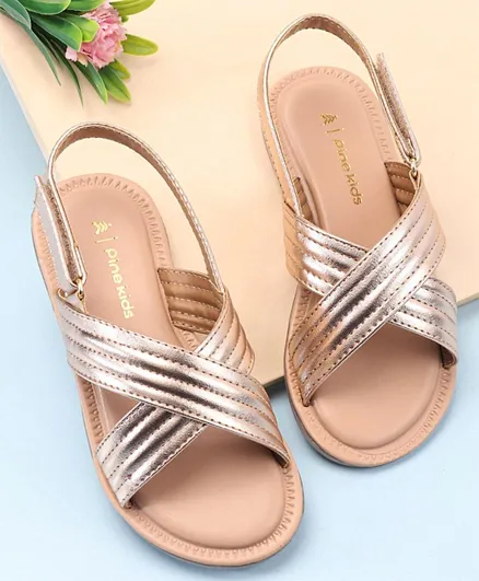 Pine Kids Sandals With Velcro Closure - Rose Gold
