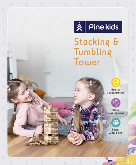 Pine Kids Stacking & Tumbling Tower - 54 Pieces