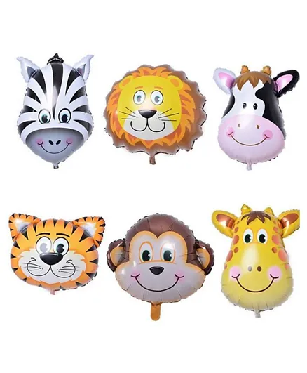 Highlands Foil Jungle Theme Animal Balloons - Pack of 6