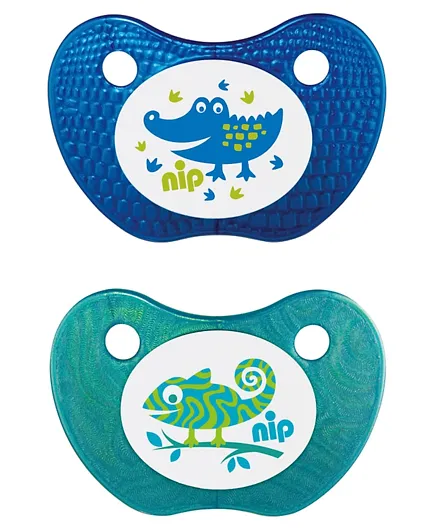Nip Feel soother Silicone Blue and Turquoise - 2 Pieces