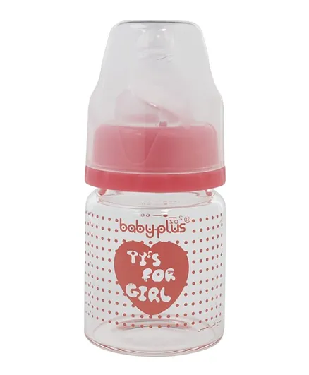 Baby Plus Glass Feeding Bottle Pink - 60ml