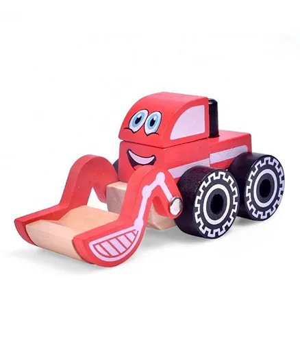 A Cool Toy Wooden Bulldozer - Red