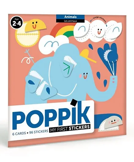 Poppik Animal Let's Animate Stickers with Cards - 102 Pieces