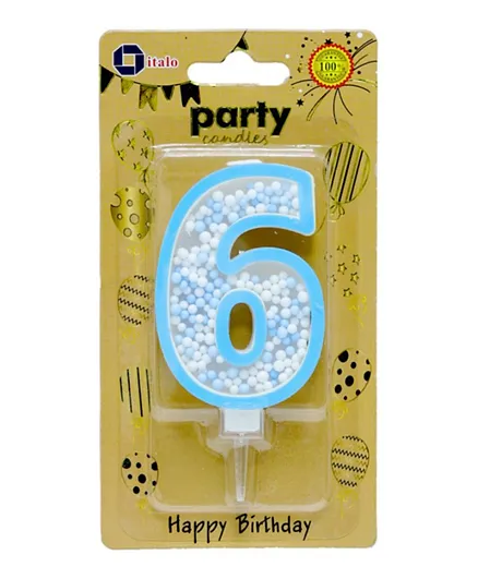 Italo Birthday Candle Filled With Foam Balls - Number 6