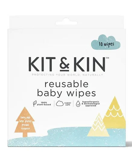 KIT & KIN Reusable Wipes - 10 Piece