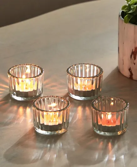 HomeBox Tria Clear Tealight Holder Set - 4 Pieces