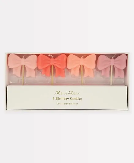 Meri Meri Pink Bow Candles - 4 Pieces
