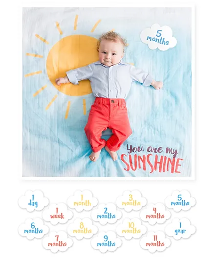 Lulujo Baby First Year Blanket & Cards Set You Are My Sunshine - Multi Color