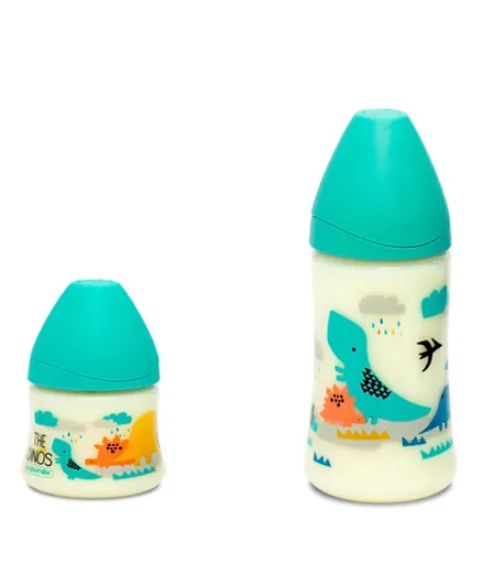 Suavinex Blue Light Dino Feeding Bottle - Pack of 2