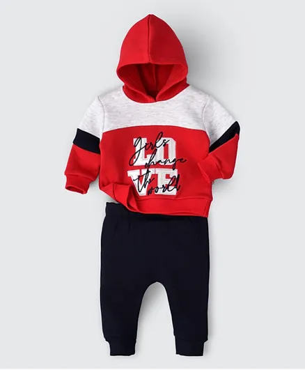 Babyqlo 2Pc Hooded Winter PJ Set - Red