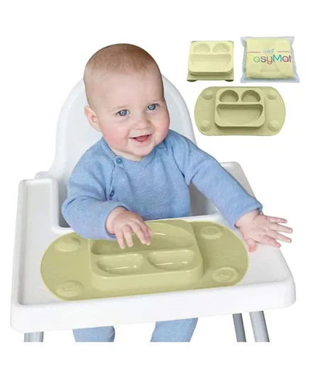 EasyTots Silicone Portable Baby Divided Suction Tray - Olive