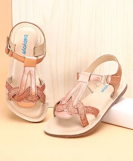 Babyoye Sandals With Velcro Closure - Rose Gold