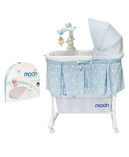 Moon Combo 4 in 1 Convertible Bassinet   Half Moon Universal Bassinet Wedge Pillow - Blue