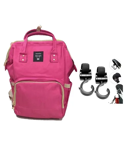 Pikkaboo Anello Diaper Backpack with Hooks - Pink