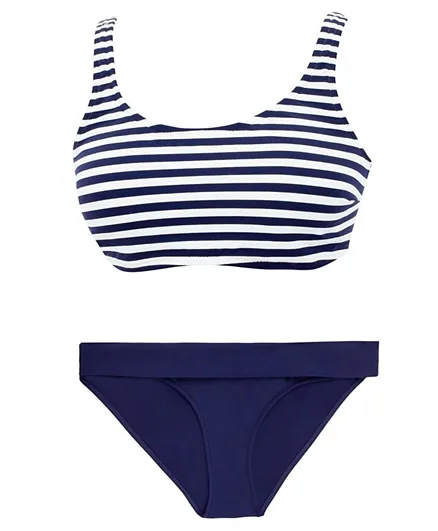 Mums & Bumps Pez D'or Alba Striped Bikini Set Maternity Swimsuit - Blue