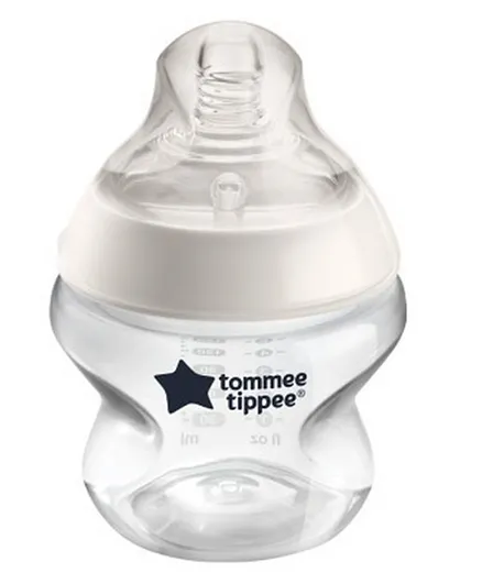 Tommee Tippee Closer to Nature  Slow Flow Plastic Baby Bottle with Anti-Colic Valve Clear - 150mL