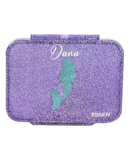 Essen Personalized Tritan Bento Lunch Box – Purple Glitter Mermaid