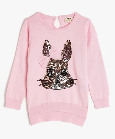 Koton Rabbit Embellished Sweater - Pink