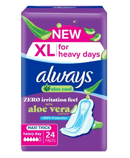 Always Aloe Cool Zero Irritation Feel Disposable Pads XL - 24 Pieces