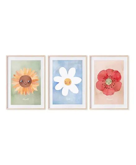 3 ملصقات من موشي - طبعة أزهار