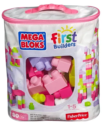 Mega Bloks First Builders Big Building Bag 80 Pieces - Pink
