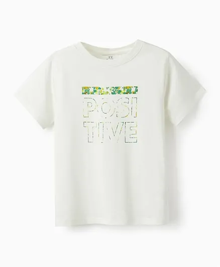 Zippy Cotton Positive Graphic T-Shirt - White