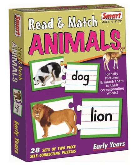 Smart Playthings Read & Match Animals 28 Pack Puzzle - 56 Pieces