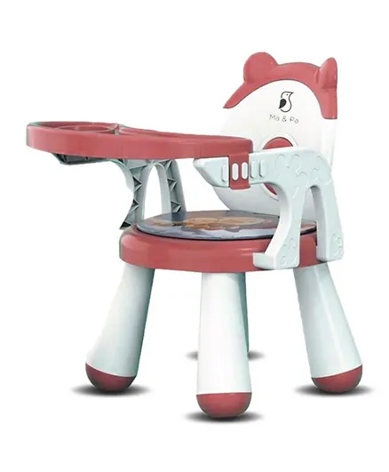 كرسي ما آند با للأطفال بتصميم الخنزير مع صينية - وردي