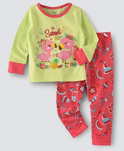 بيبكلو ملابس نوم للأطفال بطبعة الطيور تضيء في الظلام - متعدد الألوان