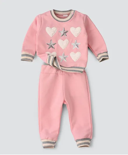 Babyqlo 2Pc Heart PJ Winter Sets - Pink