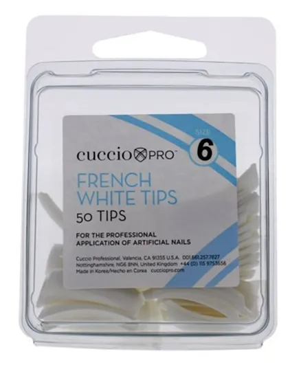 Cuccio Pro Acrylic Nails French White Tips Size 6 - 50 Pieces