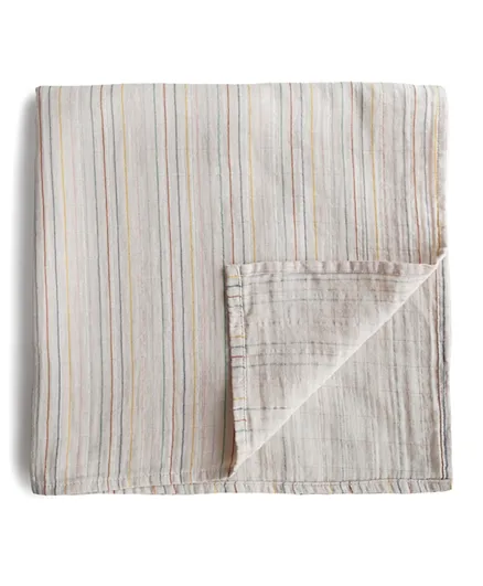 Mushie Swaddle Organic Cotton - Retro Stripes