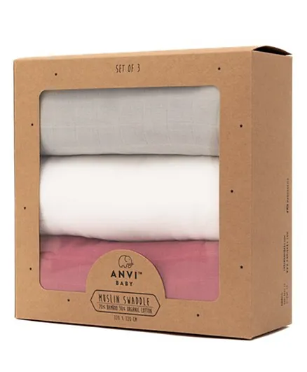 Anvi Baby Organic Bamboo Swaddle - Pack Of 3