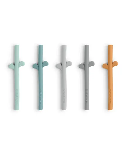 Done by Deer Peekaboo Silicone Straw Blue Mix - 5 Pieces