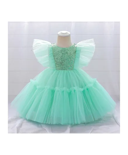 فستان حفلة مزين بفراشات من دي دانيلا - اخضر