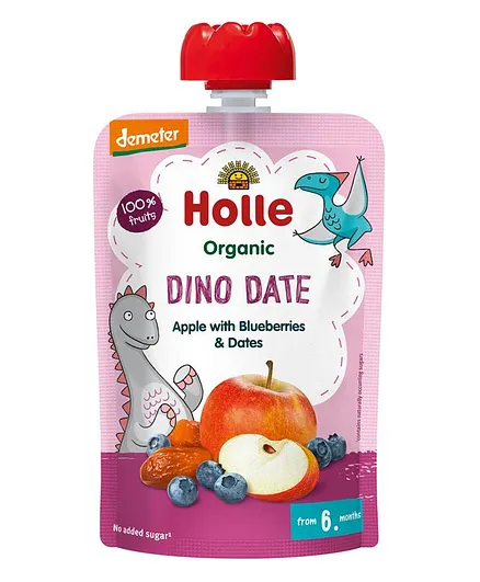 Holle Organic Pure Fruit Pouch Apple, Blueberry with Dates - 90g