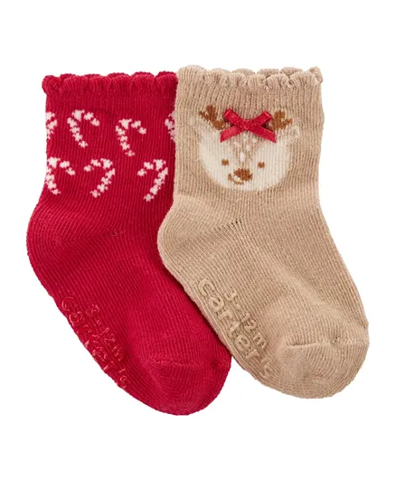 Carter's 2 Pack Christmas Booties-Multicolor